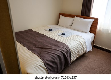 Minimalist Style Simple Modern Bedroom In Economy Hotel, Japan