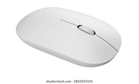Minimalist white wireless computer mouse with scroll wheel