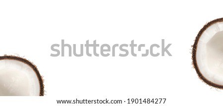 minimalistic design with copy space of cocnuts nuts raw ripe tropical food