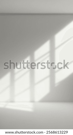 Minimalistic white studio background with window shadows. Perfect for product display, presentations, and clean, modern design concepts. Blurred background
