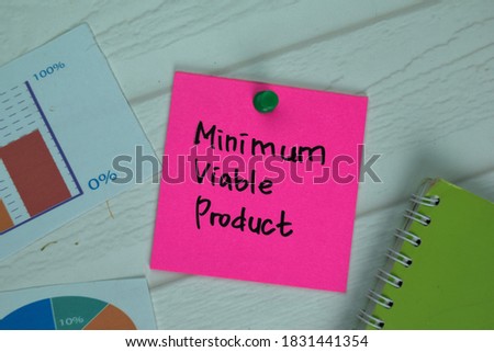 Minimum Viable Product write on sticky notes isolated on office desk. Selective focus on Minimum Viable Product Text