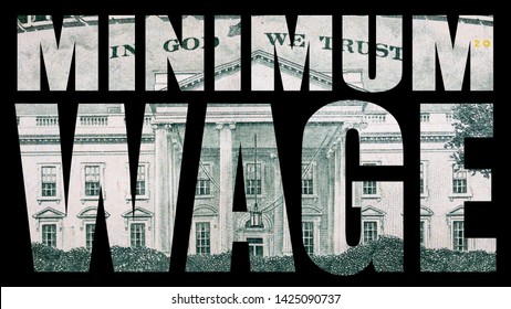 Minimum Wage, United States of America Money, Black Background 