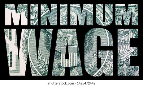 Minimum Wage, United States Of America Money, Black Background 