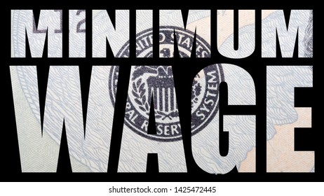 Minimum Wage, United States Of America Money, Black Background 