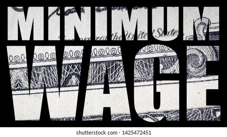 Minimum Wage, United States Of America Money, Black Background 