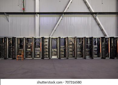 Mining Bitcoin Farm Working Computer Equipment Stockfoto Jetzt - 