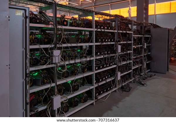 Mining Bitcoin Farm Working Computer Equipment Stock Photo (Edit Now ...