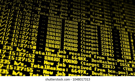 Mining Cryptocurrency process program on display PC. Using Software. Share Found.