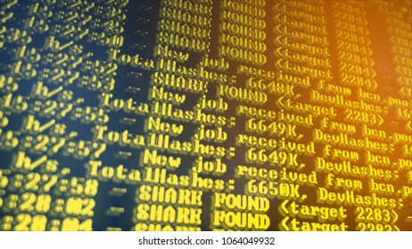 Mining Cryptocurrency process program on display PC. Using Software. Share Found.