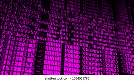 Mining Cryptocurrency process program on display PC. Using Software. Share Found.