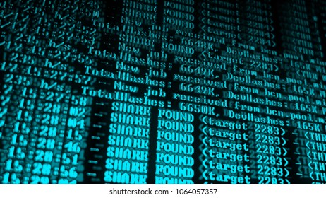 Mining Cryptocurrency process program on display PC. Using Software. Share Found.