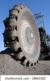 Mining Equipment; Closeup Of A Bucketwheel Reclaimer, Used At Oil Sands Mines In Alberta, Canada