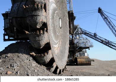 Mining Equipment; Closeup Of A Bucketwheel Reclaimer, Used At Oil Sands Mines In Alberta, Canada