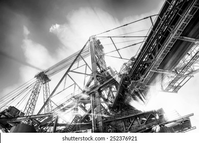 Mining Machinery In The Mine Closeup