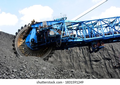 Mining, Rotary Excavator In The Coal Face.