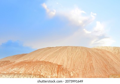 Mining Of Salt And Potassium Salts. Summer Landscape Of The Salt Mountains On The Blue Sky Background. Extraction Of Silica From The Ground. Mining Industry Landscape. Potassium Salt Background.
