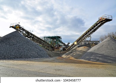 Mining Site Conveyors Of Gravel In A Quarry