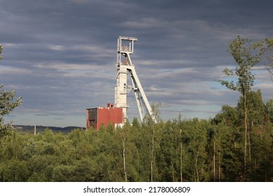 Mining Tower At Uranium Mine In The Czech Republic. U235 Radioactive Isotope Is Used For Production Of Fuel For Nuclear Power Station And After Enrichment As Source Of Energy Of Nuke Weapons In Bombs.