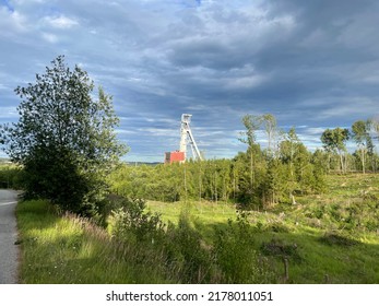 Mining Tower At Uranium Mine In The Czech Republic. U235 Radioactive Isotope Is Used For Production Of Fuel For Nuclear Power Station And After Enrichment As Source Of Energy Of Nuke Weapons In Bombs.