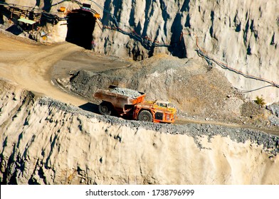 Mining Truck Driving Out Of Underground Mine