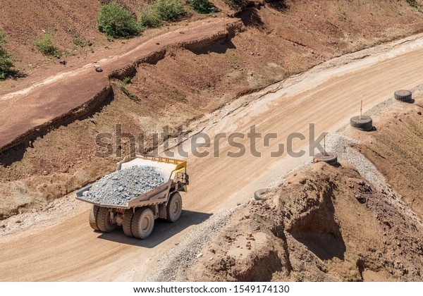 Mining truck in\
iron ore in Styria in\
Austria.