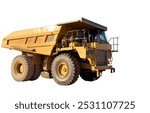 Mining truck isolated on white. Construction equipment, mining machinery. Haul truck isolated on white background. Mining civil works, Earthmoving. Off highway Trucks, Haul dump truck.