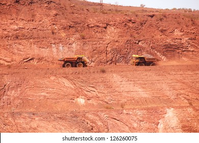 Mining Truck Working In Iron Ore Mines, Western Australia