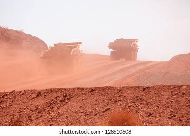 Mining Truck Working In Iron Ore Mines, Western Australia