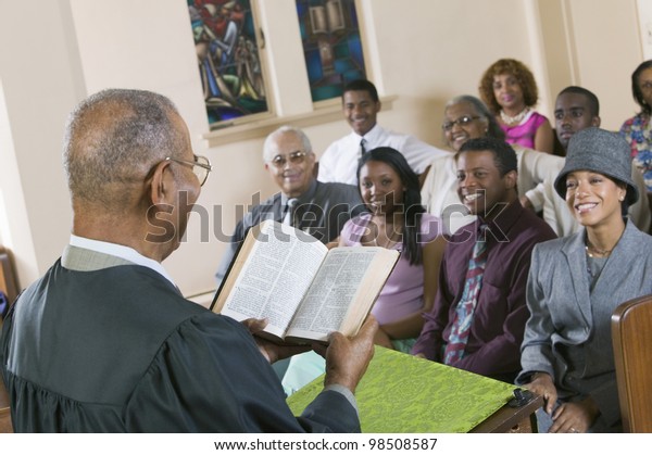 Minister Giving Sermon in
Church