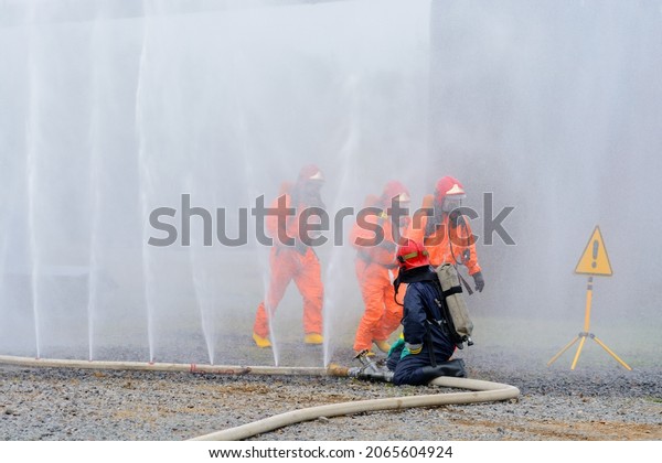 Ministry of Emergency
Situations.  Foam fire extinguishing. Extinguishing the fire of a
railway tank car. Fire safety measures. A fire brigade is working.
Belarus
