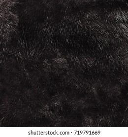 Mink Fur Texture Of Dark Brown Color Close-up Background. Black Mink Coat Texture Background. Animal Fur Texture. Natural Short Hair Animal Close Up.
