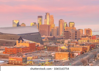 Minneapolis Downtown Skyline Minnesota Usa Sunset Stock Photo ...