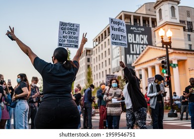 Minneapolis Jury Reached The Guilty Verdict For Derek Chauvin In George Floyd's Death. People Came Out To BLMP In DC, USA To Celebrate The Victory. This Photo Was Taken On April 20th 2020.