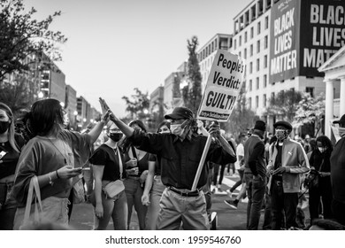 Minneapolis Jury Reached The Guilty Verdict For Derek Chauvin In George Floyd's Death. People Came Out To BLMP In DC, USA To Celebrate The Victory. This Photo Was Taken On April 20th 2020.