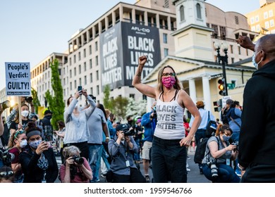 Minneapolis Jury Reached The Guilty Verdict For Derek Chauvin In George Floyd's Death. People Came Out To BLMP In DC, USA To Celebrate The Victory. This Photo Was Taken On April 20th 2020.