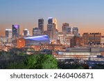Minneapolis, Minnesota, USA downtown city skyline at dusk.