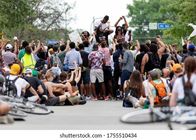 Minneapolis, MN / USA – June 6, 2020: Protesters March In Support Of Defunding The Minneapolis Police Department Following The Killing Of George Floyd.