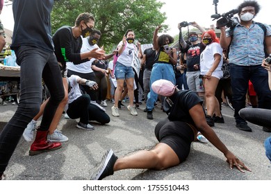 Minneapolis, MN / USA – June 6, 2020: Protesters March In Support Of Defunding The Minneapolis Police Department Following The Killing Of George Floyd.