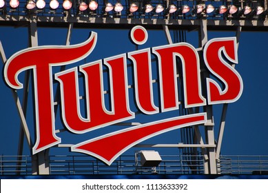 Minneapolis, MN, USA May 15 A large sign hangs over Target Field in Minneapolis, Minnesota, reminding the visiting team in whose house they are playing