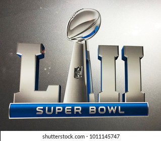 Minneapolis, MN/USA- JANUARY 26, 2018. Super Bowl LII Decal On A Vehicle In Downtown Minneapolis.