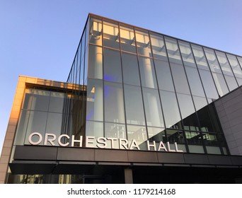 Minneapolis, MN/USA- September 12th, 2018. The Exterior Of Orchestra Hall In Downtown Minneapolis, The Home Of The Minnesota Symphony. 