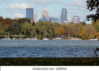 Minneapolis Skyline Over Lake Nokomis