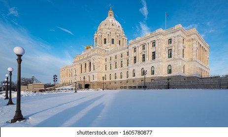 Minnesota State Capitol In Winter In Saint Paul, Minnesota