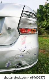 Minor Dent And Scratches On Bumper Of Car Involved In Accident