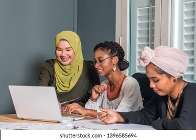 Minority muslim women working in a tech