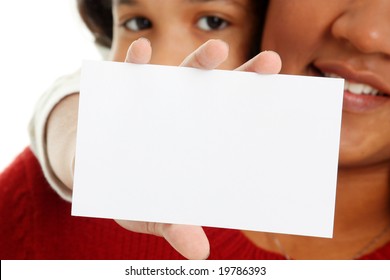 Minority woman and her daughter on white background