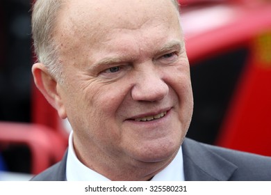 MINSK, 9 OCTOBER, 2015: Leader of the Communist Party of the Russian Federation Gennady Zyuganov visits Minsk Tractor Works in Minsk, Belarus