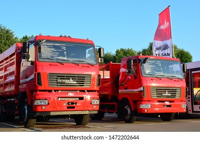 Minsk, Belarus 29/07/2019: New Trucks Of The Minsk Automobile Plant MAZ