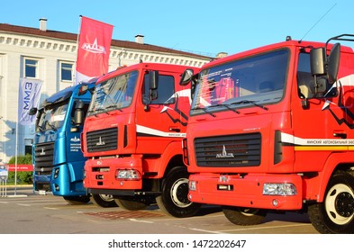 Minsk, Belarus 29/07/2019: New Trucks Of The Minsk Automobile Plant MAZ