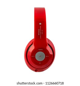 Minsk, Belarus - 3 Jul, 2018: Monster Beats Headphones Isolated On White Background. Illustrative Editorial.